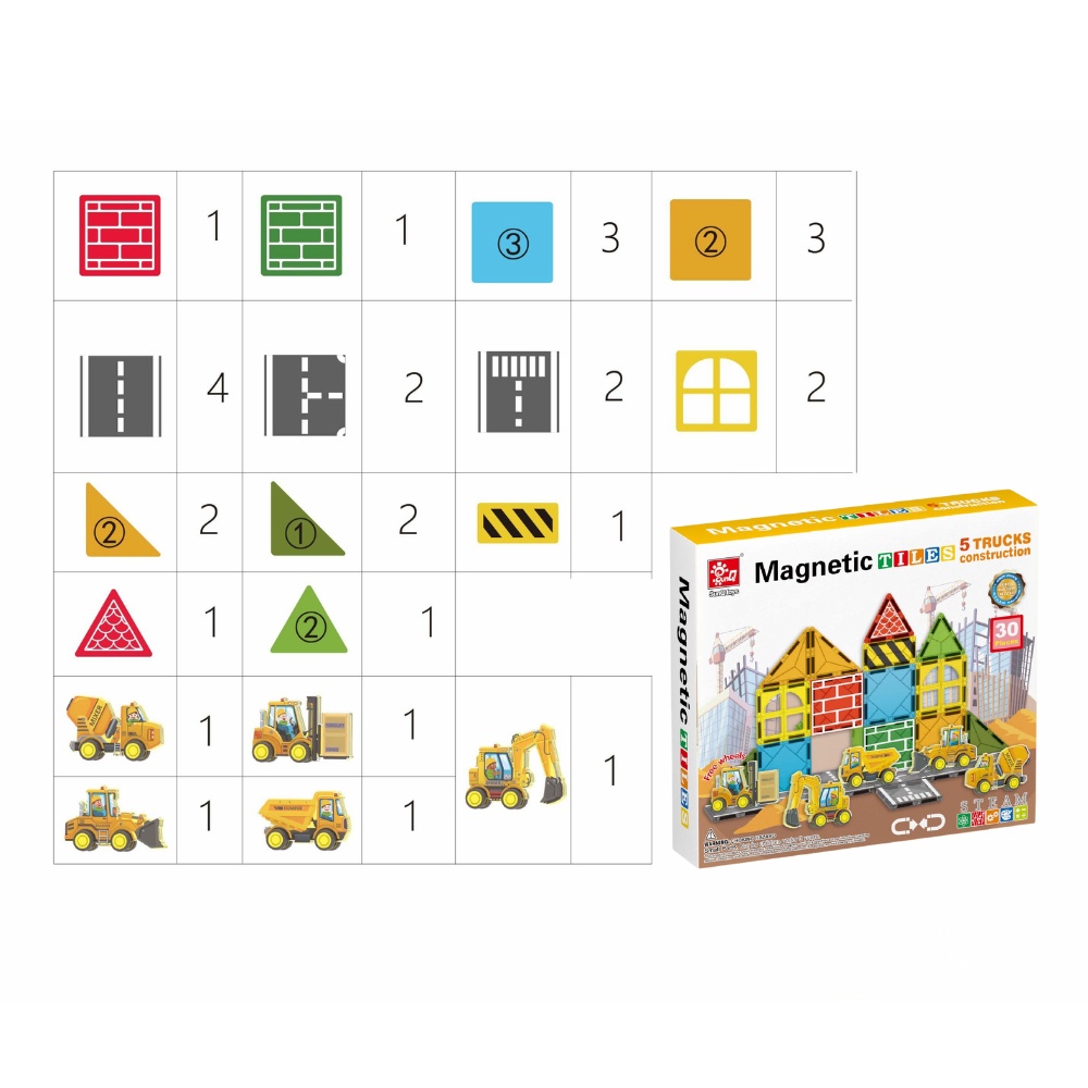Magnetic Tiles - Truck Construction Set - 30 Pieces - Image 3