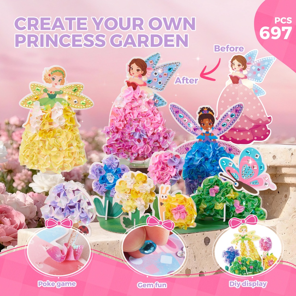 Jar Meló - 3-in-1 Dress Making Poke Arts & Crafts Set: Princess Garden - Image 3