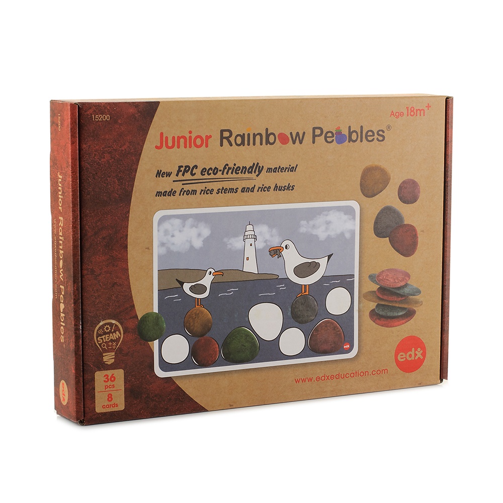 EDX Education - Junior Rainbow Pebbles - Eco Friendly FPC Material - 3 Shapes - 6 Colours - 8 Double-Sided Activity Cards - 36pcs - Image 5