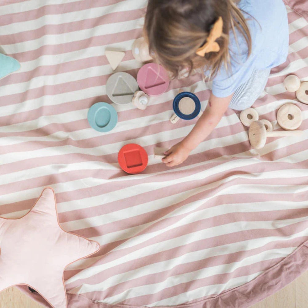 Play&Go - 3-in-1 Playmat & Toy Bag - Stripes Pink - Image 3