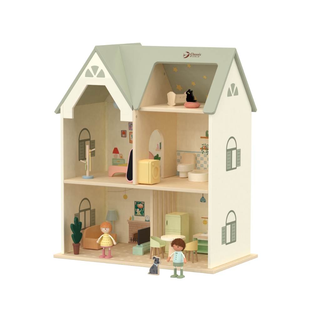 Classic World - Pretend & Play - Cozy Cottage Dollhouse - Image 7