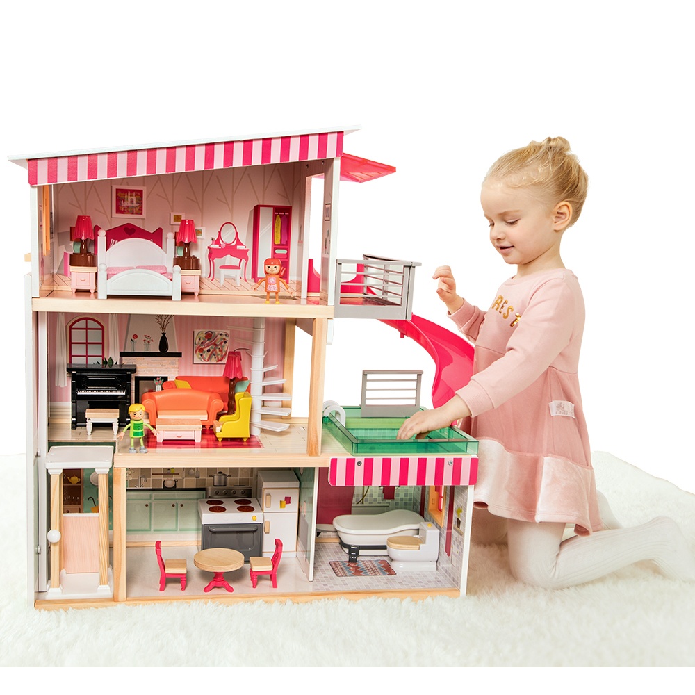 TopBright - Modern Doll House - Fully Furnished with Lights & Sounds - 80 x 25 x 75 cm - 20pcs-**