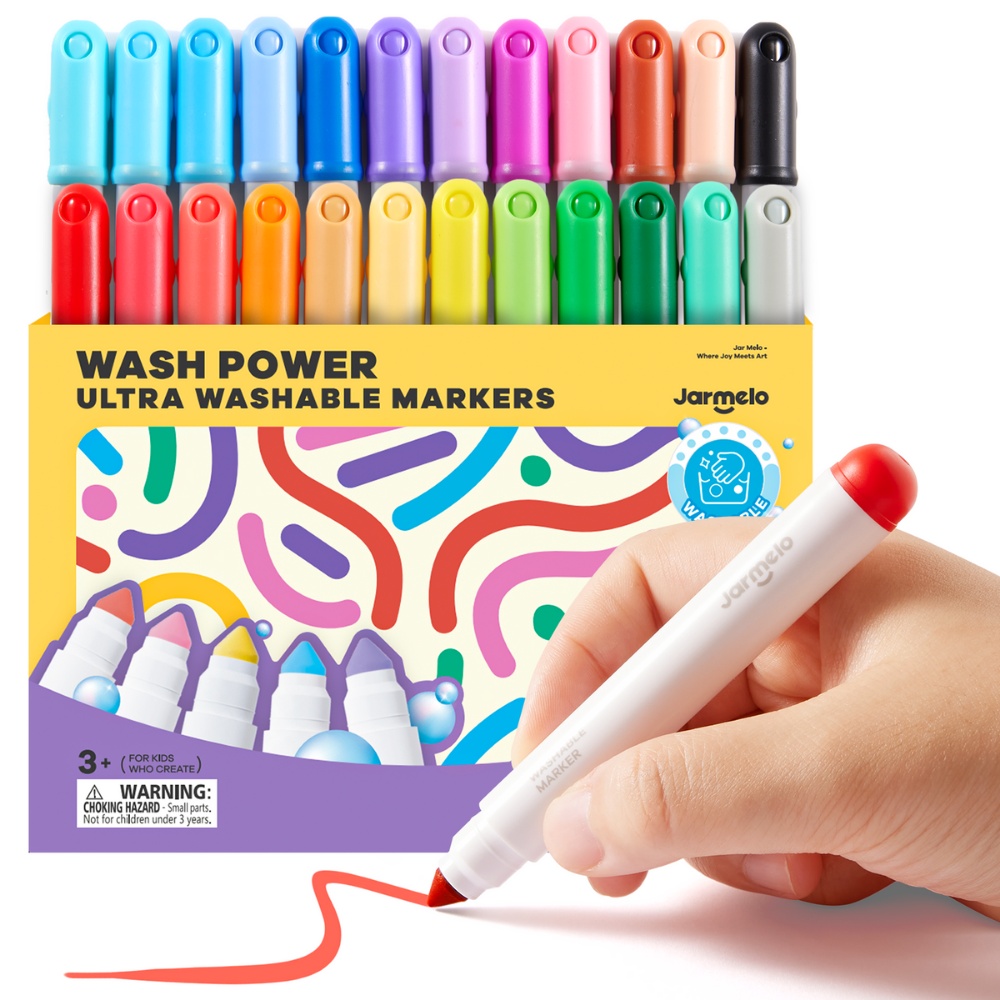Jar Meló - Washable Markers - 24 Non-Toxic Colours with Conical Tips - Image 7