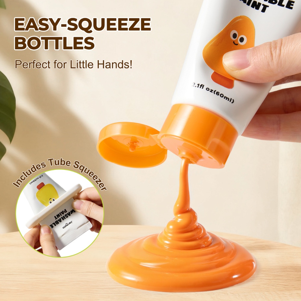 Jar Meló - Washable Squeezy Paint Set for Kids - 8 Colours with Brushes & Palette - Image 4