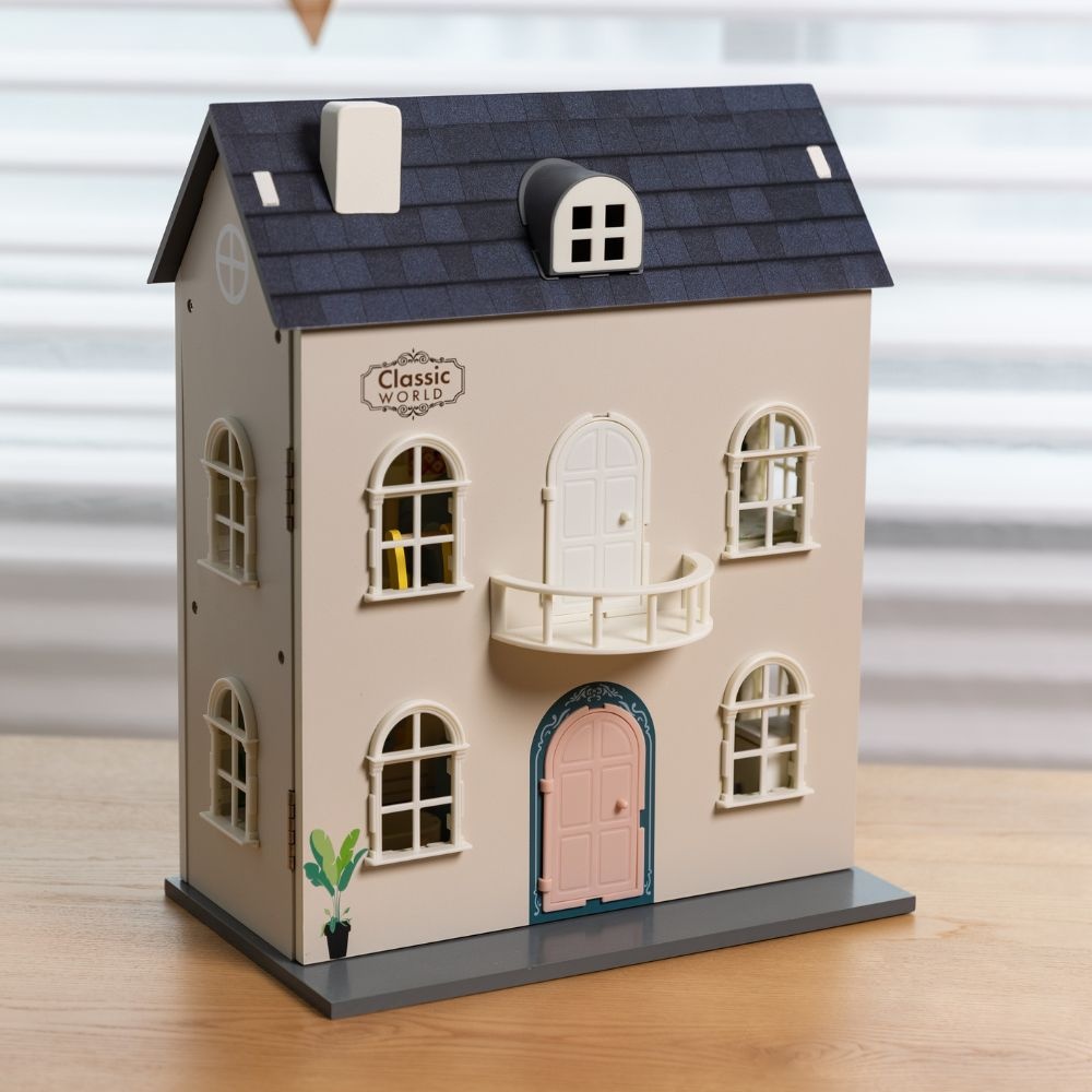 Classic World - Pretend & Play - Vintage Wooden Dollhouse - Image 3
