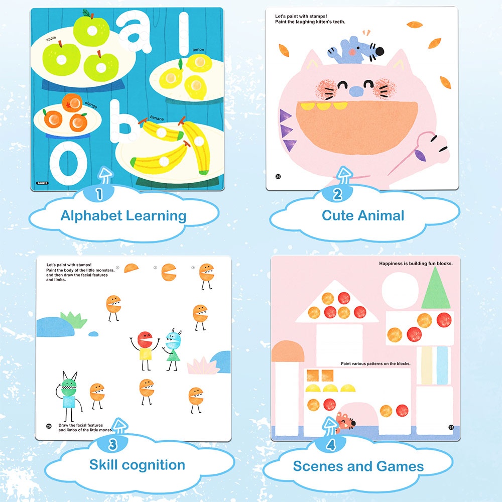 Jar Meló - Finger Paint Stamp Book - Colouring Activity with 6 Stamps & Paint Pads - Image 4
