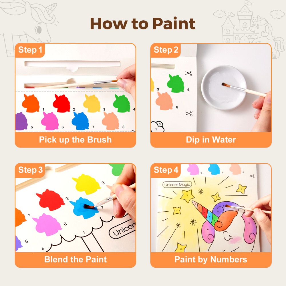 Jar Meló - Watercolour Painting Book - 20 Pages & Paint Brush - Unicorns - Image 3