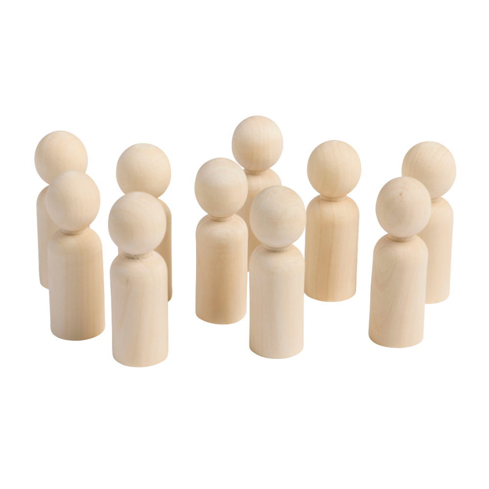 Anthony Peters - Large Wooden People Craft Shapes for Kids - Pack of 10