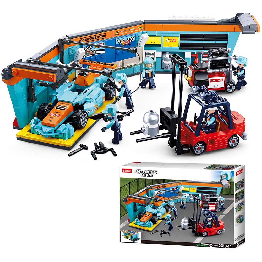 Sluban Building Set: Racing Team - F1 Race Team - Grand Prix Garage Set - 555pcs - Image 3
