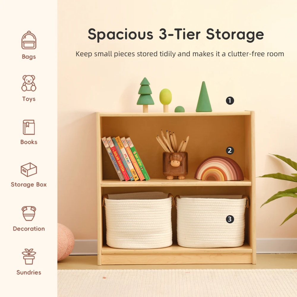 TookyToy - Wooden Shelf and Toy Storage for Kids Room: Plywood 60x63cm - Image 6