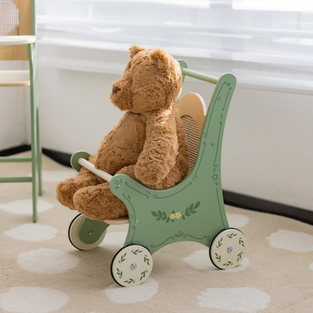 Classic World - Pretend & Play - Vintage Wooden Doll Stroller - Image 3