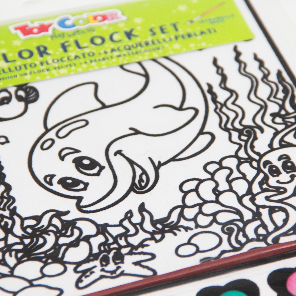 Toy Color - Velvet Art Watercolour Kit - 6 Pearly Colours & Brush - Ocean - Image 2