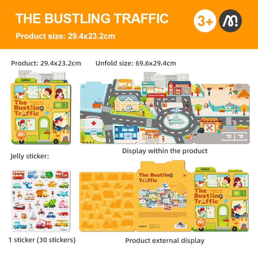 Mideer - Reusable Jelly Sticker Set: The Bustling Traffic - Early Learning Activity - Image 2