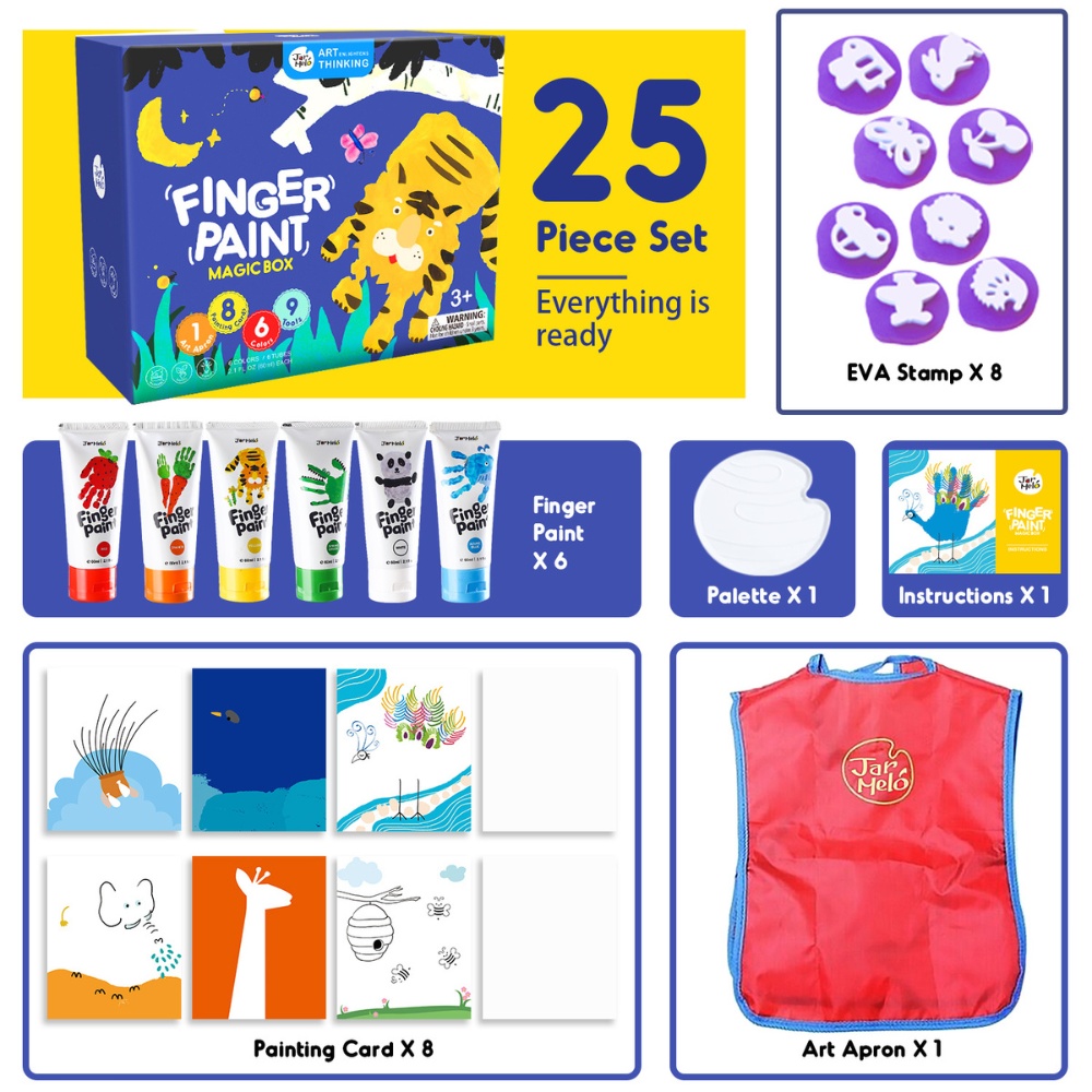 Jar Meló - Children's Finger Paint Kit with Paints, Stamps & Apron - Image 4