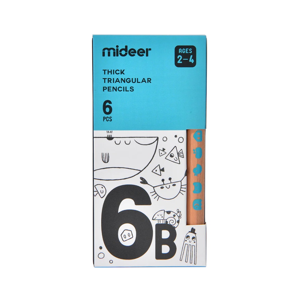 Mideer - Triangular 6B Pencils - 6 Thick Easy Grip Pencils for Early Writing - Image 5