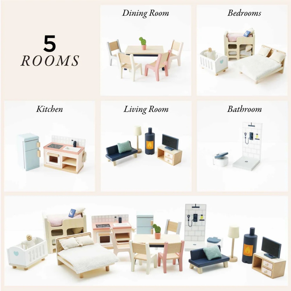 Le Toy Van - Complete Dolls House Furniture Set - 35pcs - Image 4