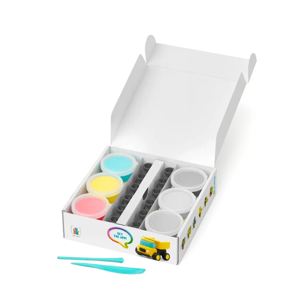 Hey Clay - Modelling Air-Dry Clay with Fun Interactive App - Construction Cars, series Motors, 12 cans - Image 5
