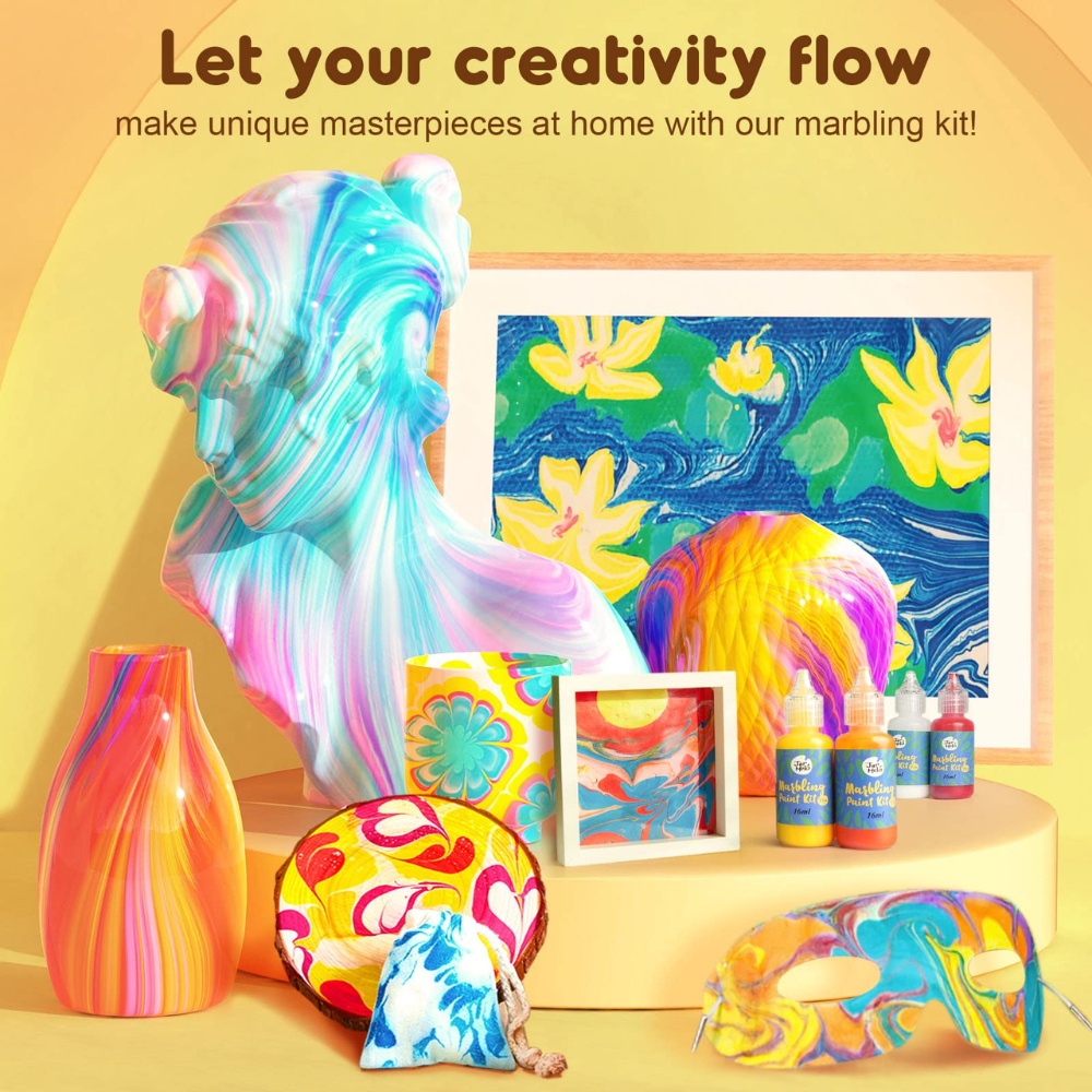 Jar Meló - Water Marbling Paint Set - 12 Colours Art Kit with Tools & Paper - Image 3