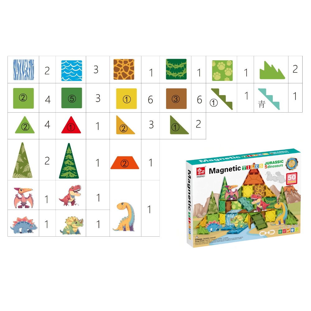 Magnetic Tiles - Dinosaur Set - 50 Pieces - Image 3