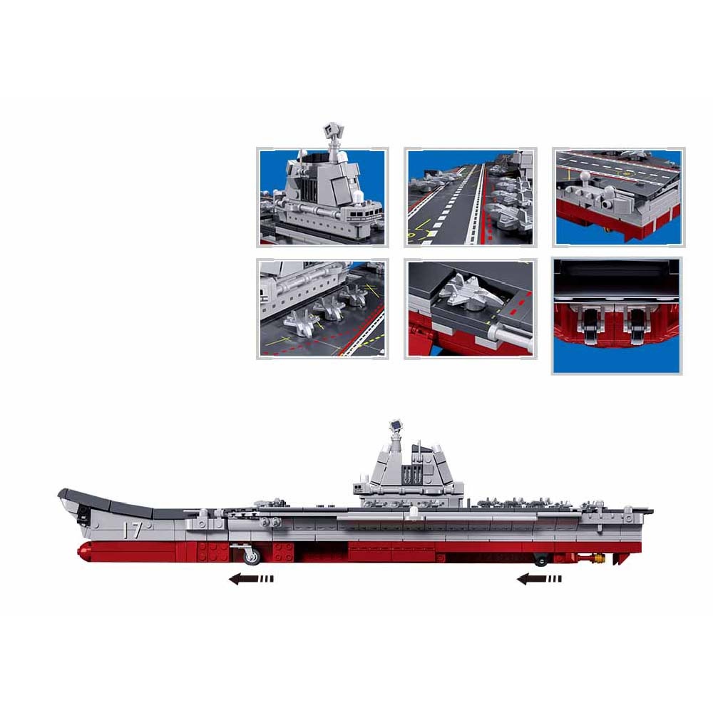 Sluban Building Set: Model Bricks - Aircraft Carrier Shandong 1/700 Scale - 584 Pieces - Image 4