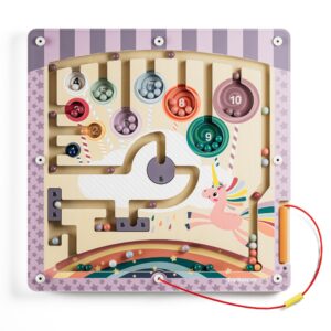 TopBright - Wooden Unicorn Magnetic Maze - Colour Sorting & Matching