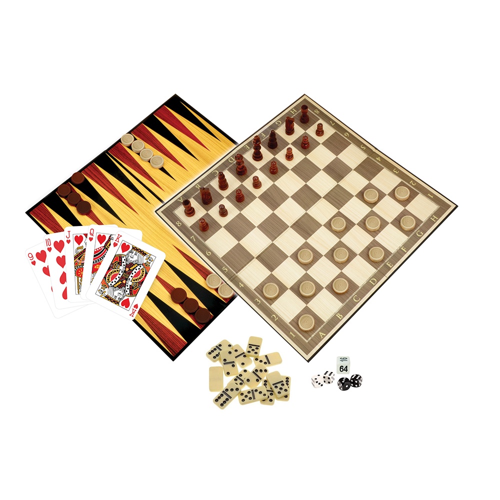 Ambassador - Classic Games - 6-in-1 Deluxe Wooden Games Set - Image 3