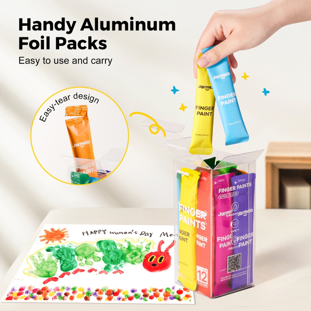 Jar Meló - Colour Burst Finger Paint Set - 12 Colours for Kids Art & Sensory Play - Image 2