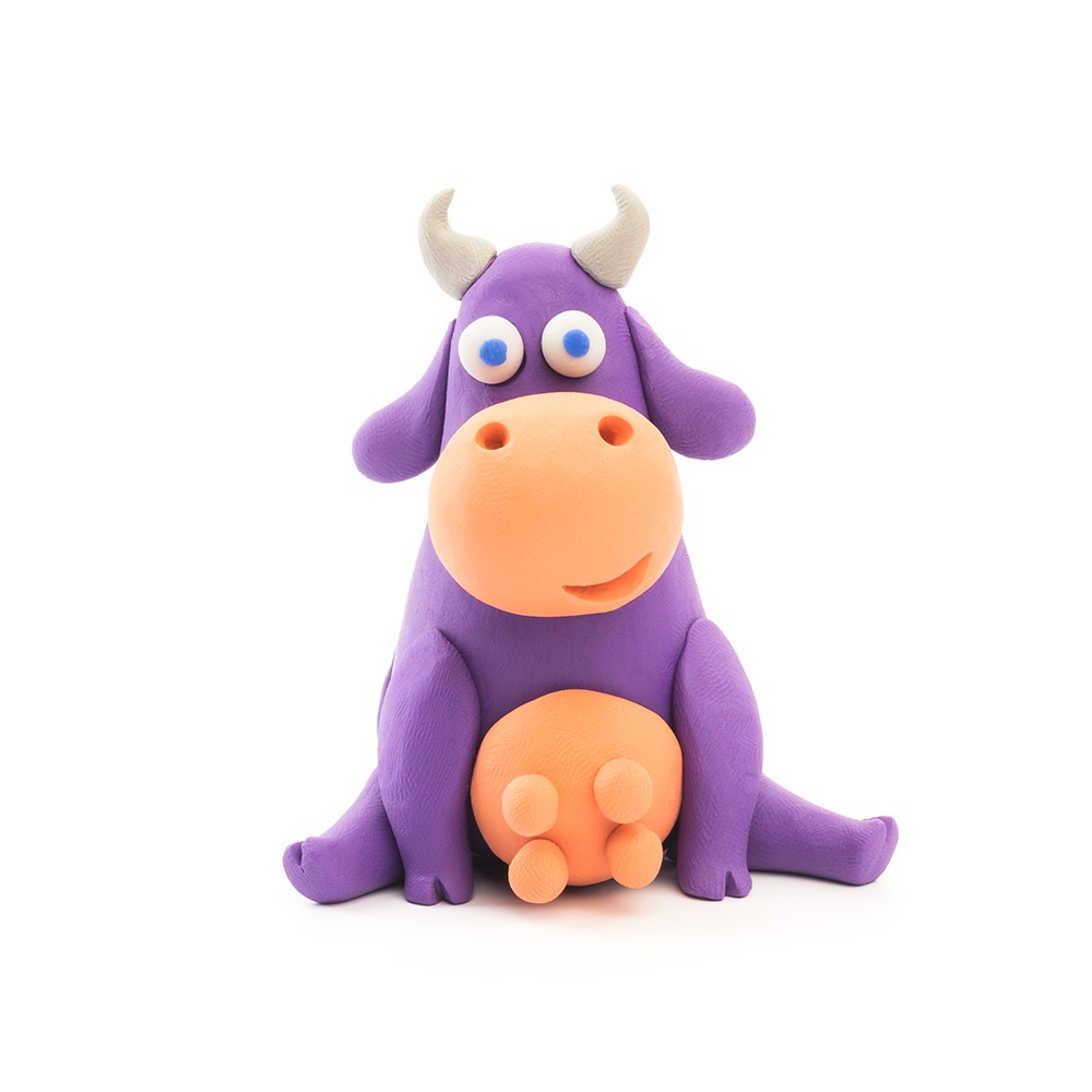 Hey Clay - Modelling Air-Dry Clay with Fun Interactive App - Cow, series Animals, 3 cans - Image 4