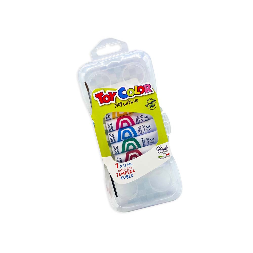 Toy Color - Tempera Paint Tubes Set 7 x 12ml - Non-Toxic Water-Based Art Paint