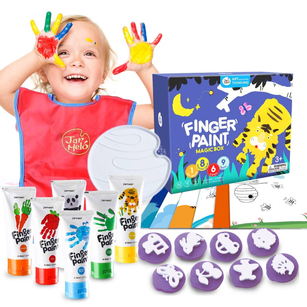 Jar Meló - Children's Finger Paint Kit with Paints, Stamps & Apron - Image 3