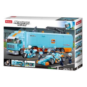 Sluban Building Set: Racing Team - F1 Mobile Racing Team Truck and Team - 1044pcs