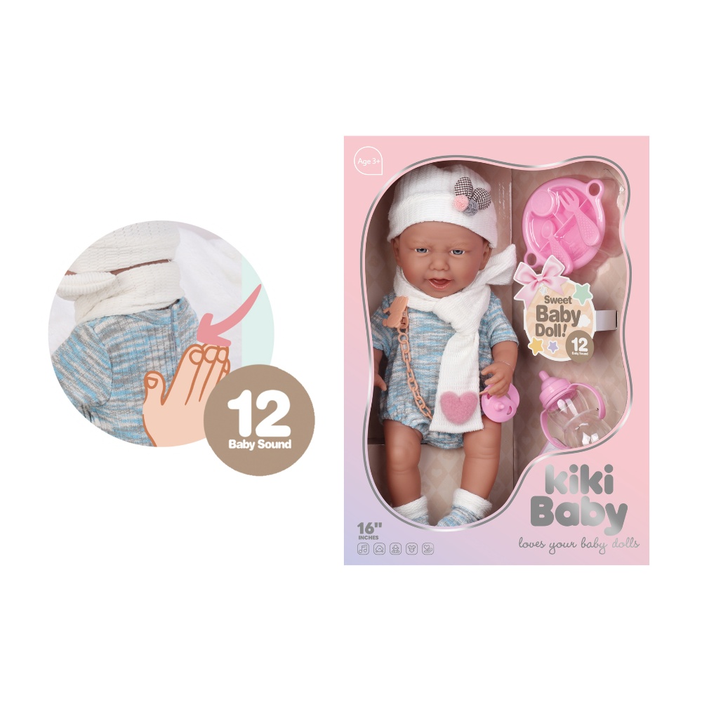 Baby Doll with 12 Sounds, Vinyl Body, Clothing & Accessories - 40cm - Image 5