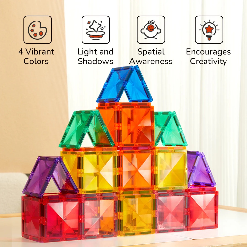Mideer - Colourful Magnetic Tiles Building Set - 60pcs - Image 2