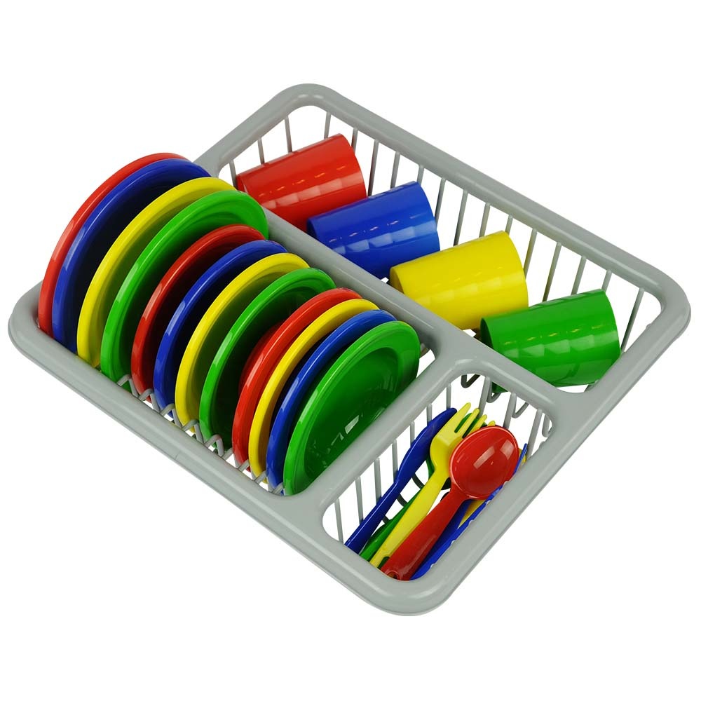 Greenbean - Pretend & Play Dinner Set in Drainer Rack - 28pcs - Image 5