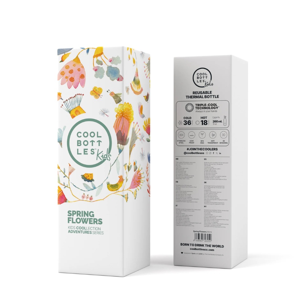 Cool Bottles - Kids Triple-Insulated Water Bottle - Spring Flowers 260ml - Image 5