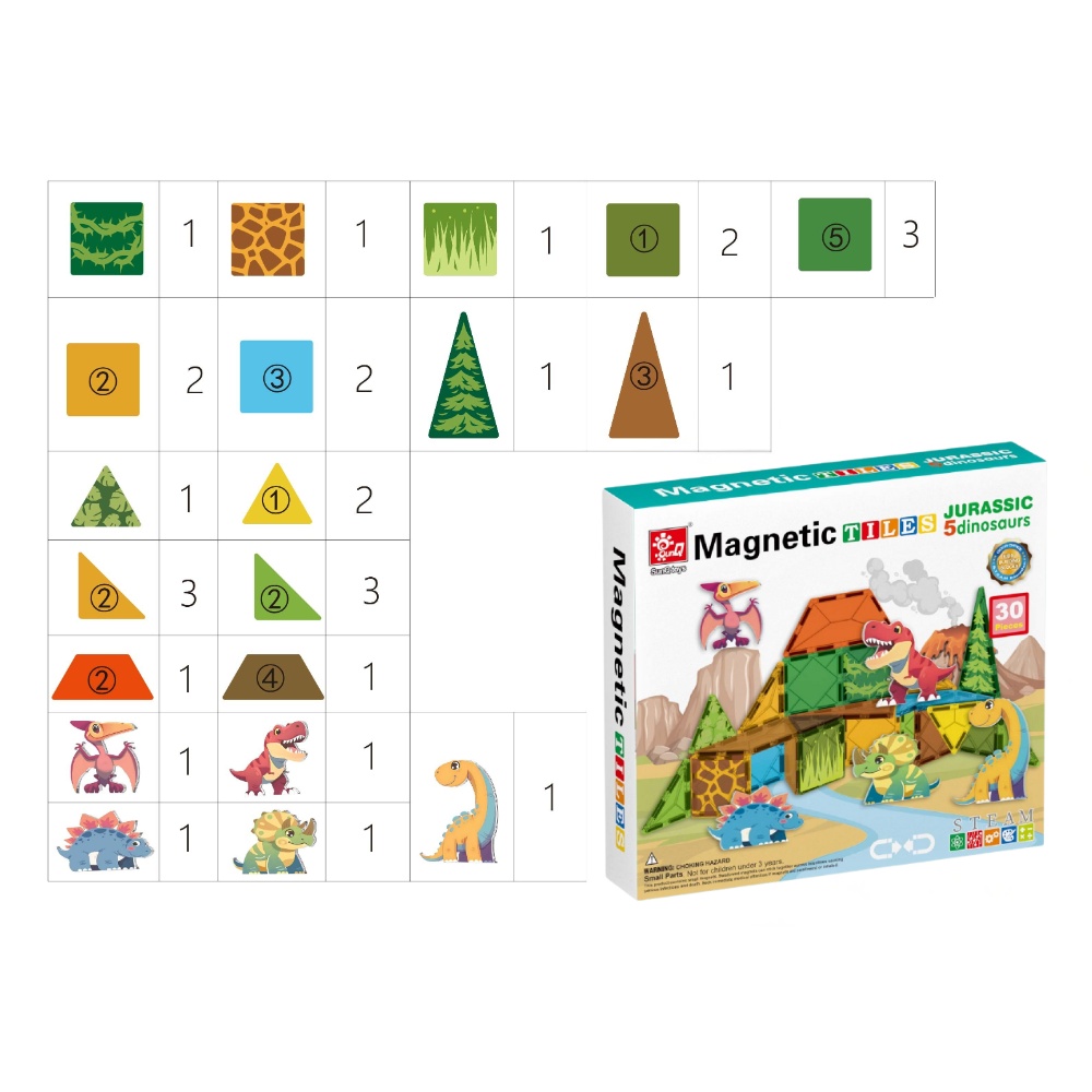 Magnetic Tiles - Dinosaur Set - 30 Pieces - Image 3