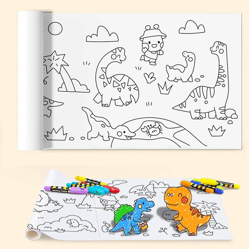 Jar Meló - Colouring Paper Roll - Tear & Stick - Dinosaur Adventures 3m - Image 2