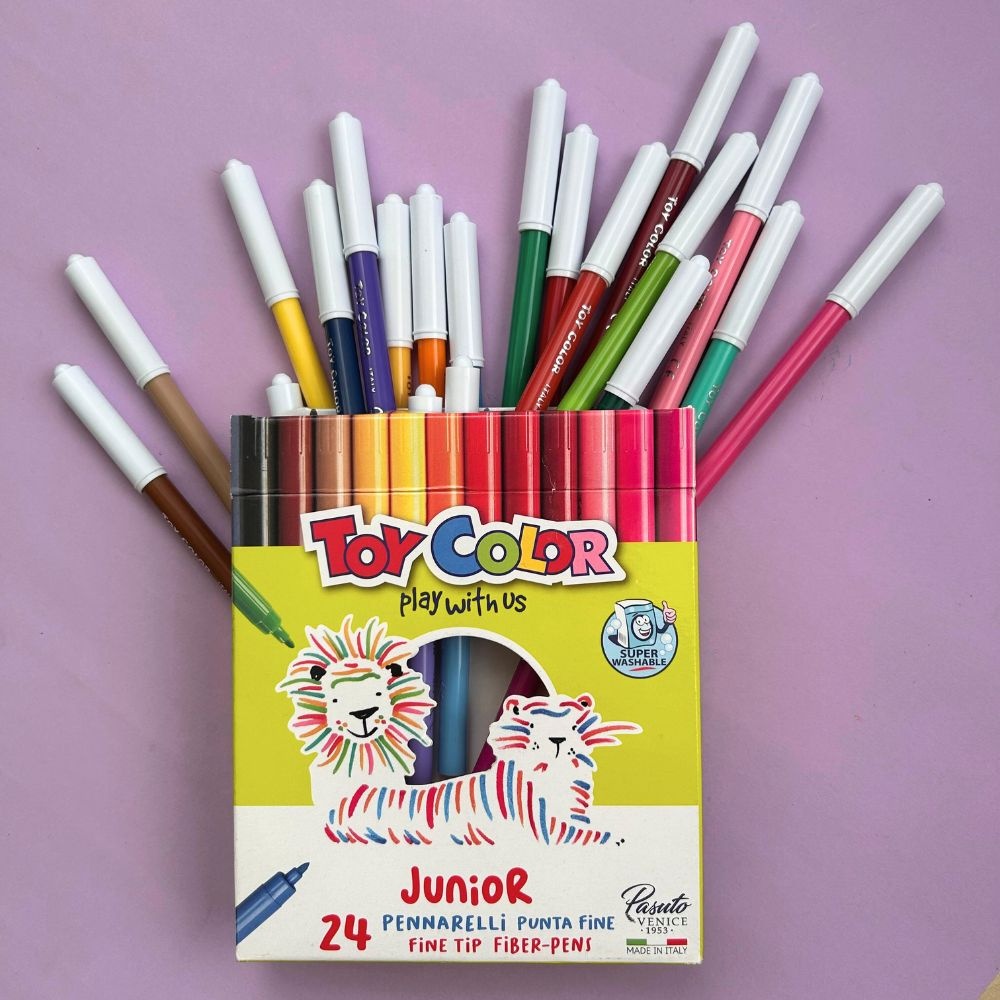 Toy Color - Junior Markers - 24 Pack Fine Tip Fibre Pens, 2.9mm - Image 2