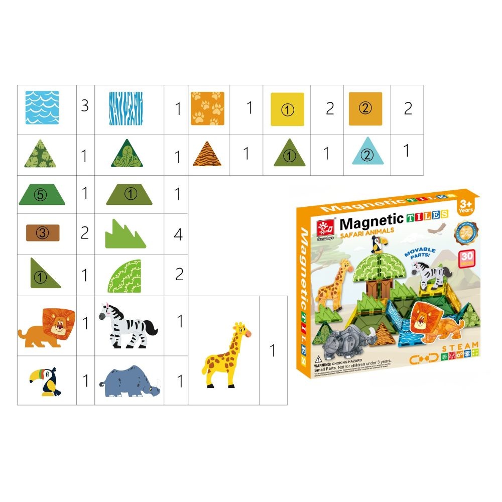 Magnetic Tiles - Safari Animals Set - 30 Pieces - Image 3