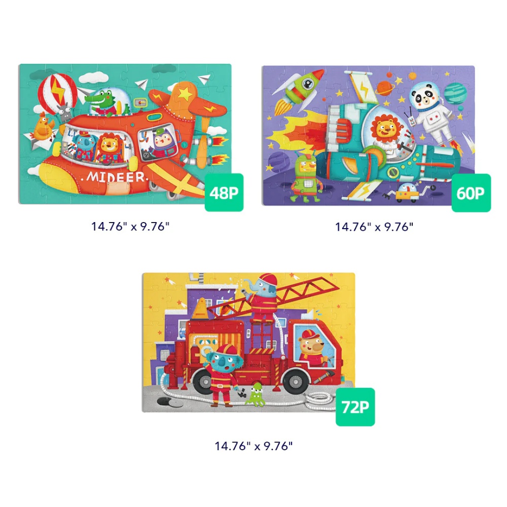 Mideer - Level Up Jigsaw Puzzle for Kids- 3-in-1 - Level 4 Transportation - Image 3
