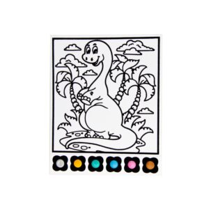Toy Color - Velvet Art Watercolour Kit - 6 Pearly Colours & Brush - Dinosaur