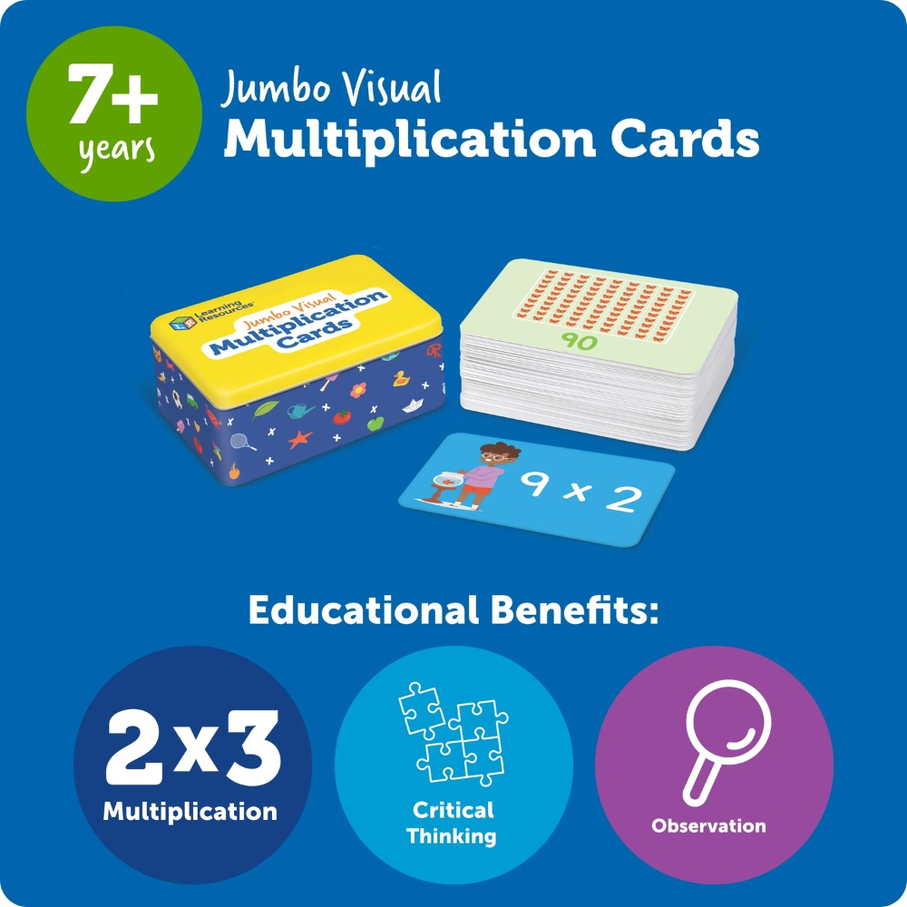 Learning Resources - Jumbo Multiplication Learning Flash Cards in Travel tin - 170 Pieces - Image 5
