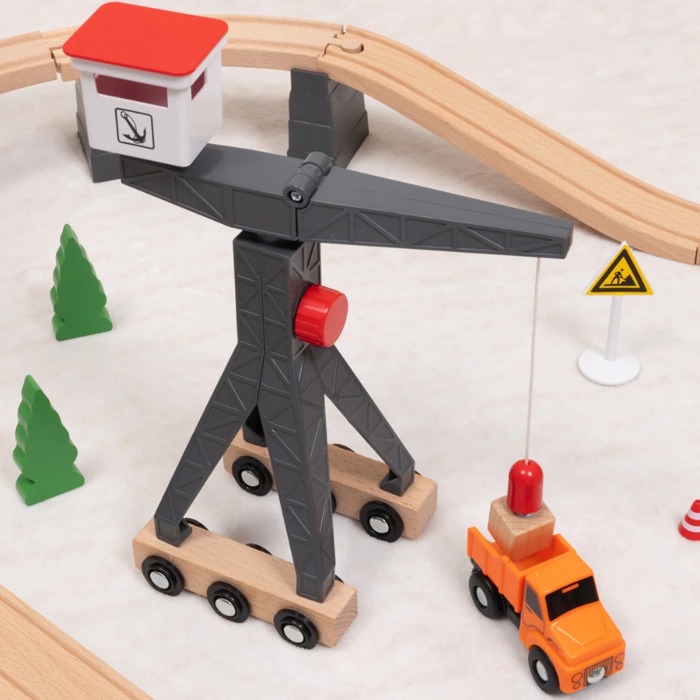 TookyToy - Wooden Train Set - Constructin Yard - Image 4