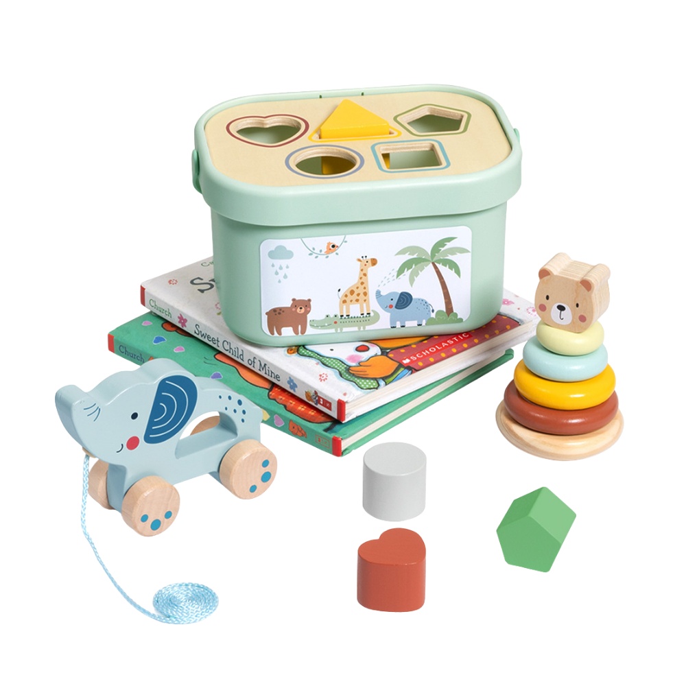 TookyToy - 3-in-1 Activity Set - Shape Sorter Stacker & Pull Along Toy - Image 6