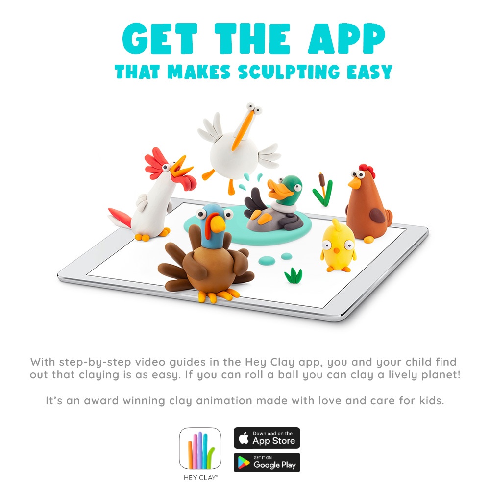 Hey Clay - Modelling Air-Dry Clay with Fun Interactive App - Hen, series Farm Birds, 3 cans - Image 6