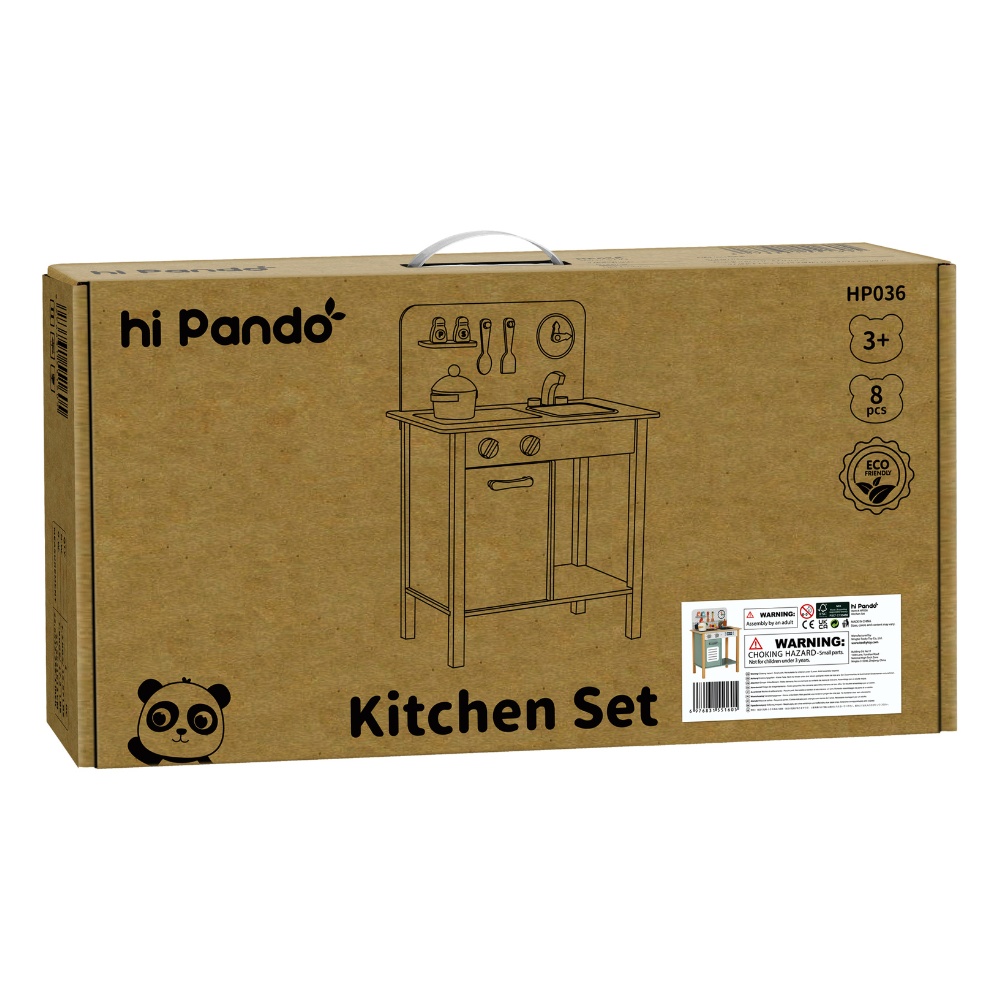 hi Pando - Pretend & Play - Wooden Kitchen Set - 8pcs - Image 5