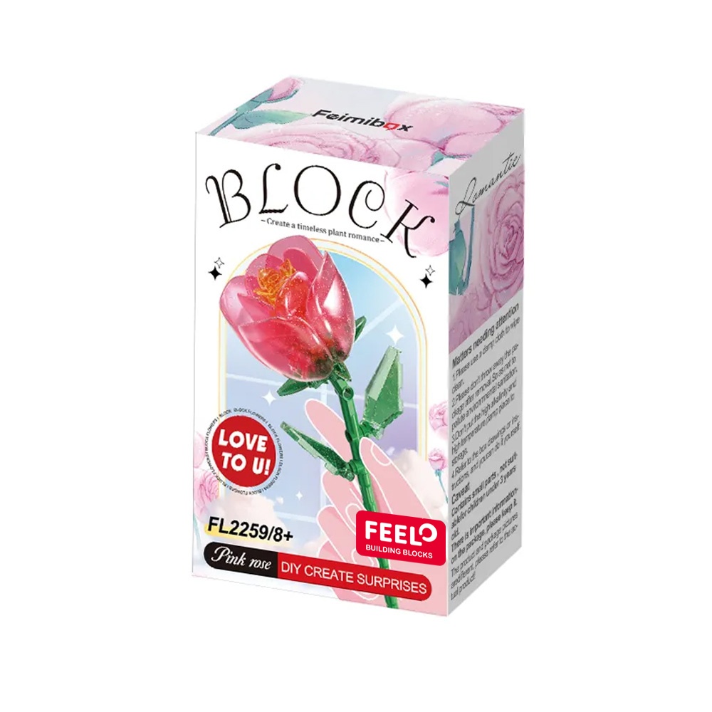Feelo - Flower Building Block Set - Red Rose - 67 Pieces - Image 5