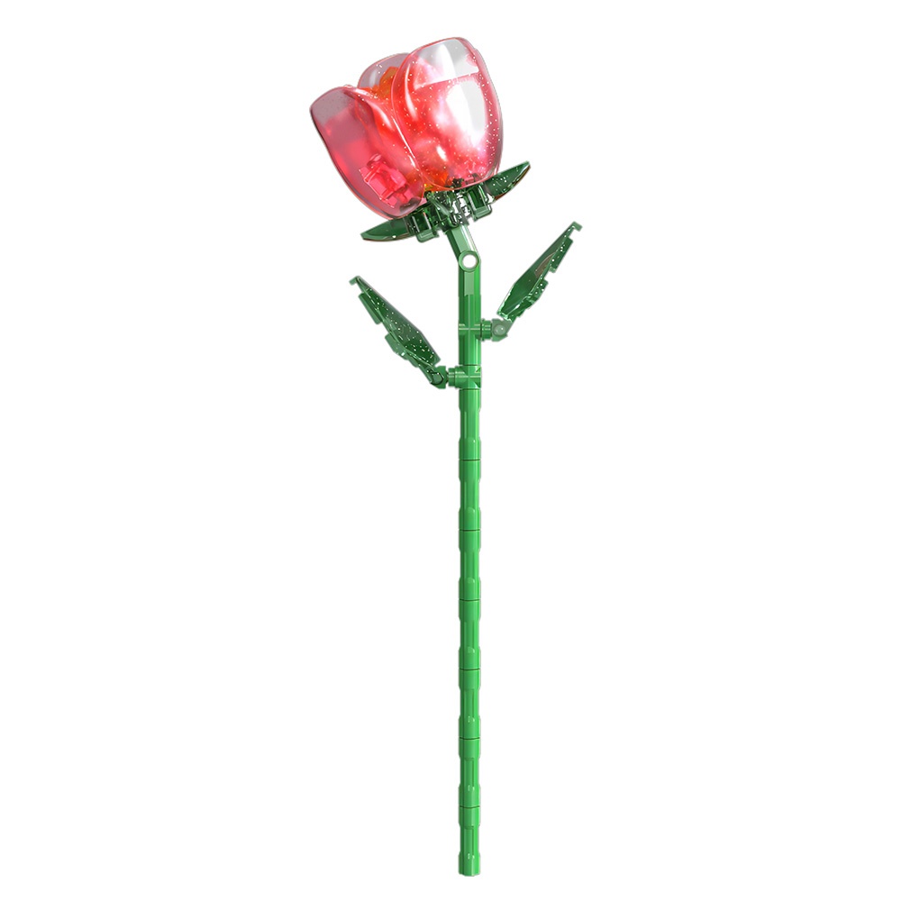 Feelo - Flower Building Block Set - Red Rose - 67 Pieces - Image 3