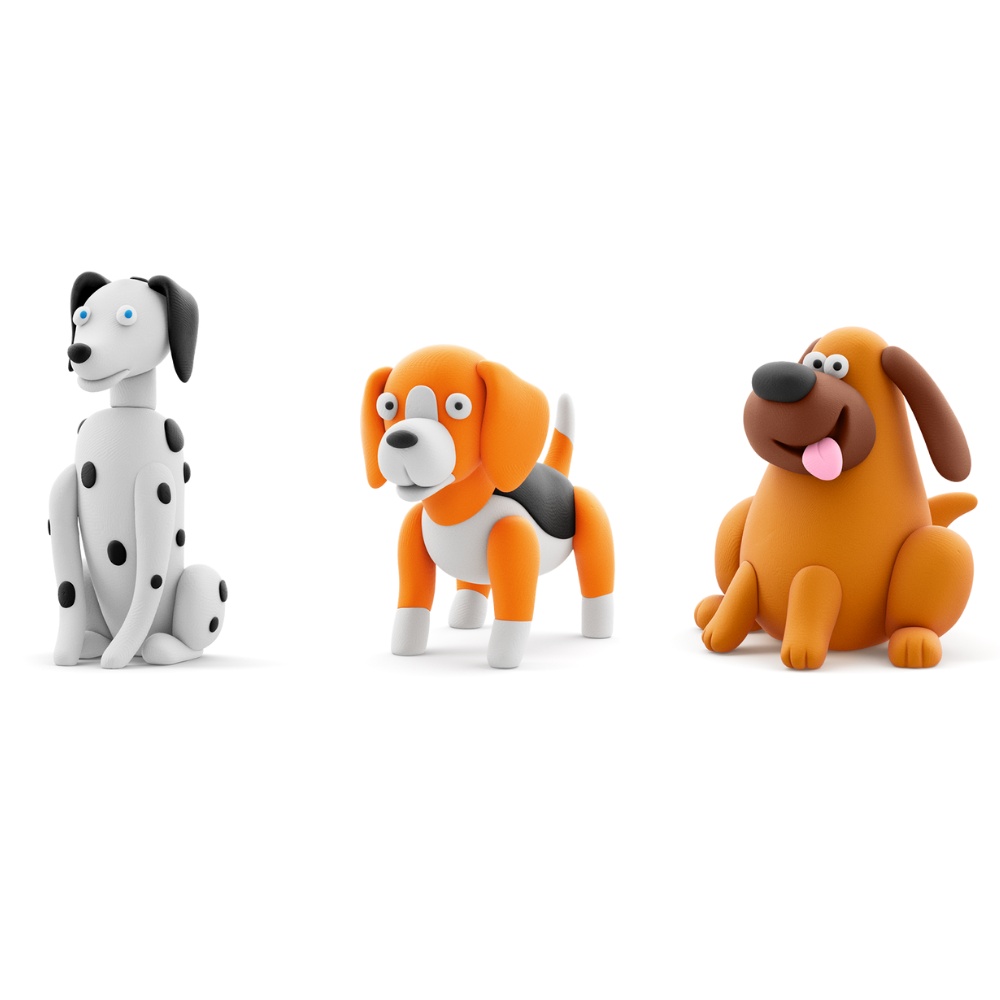 Hey Clay - Modelling Air-Dry Clay with Fun Interactive App - Labrador Nom Nom, Dalmatian Turbo, Beagle Walkie, Series Dog Buddies, 6 cans - Image 2