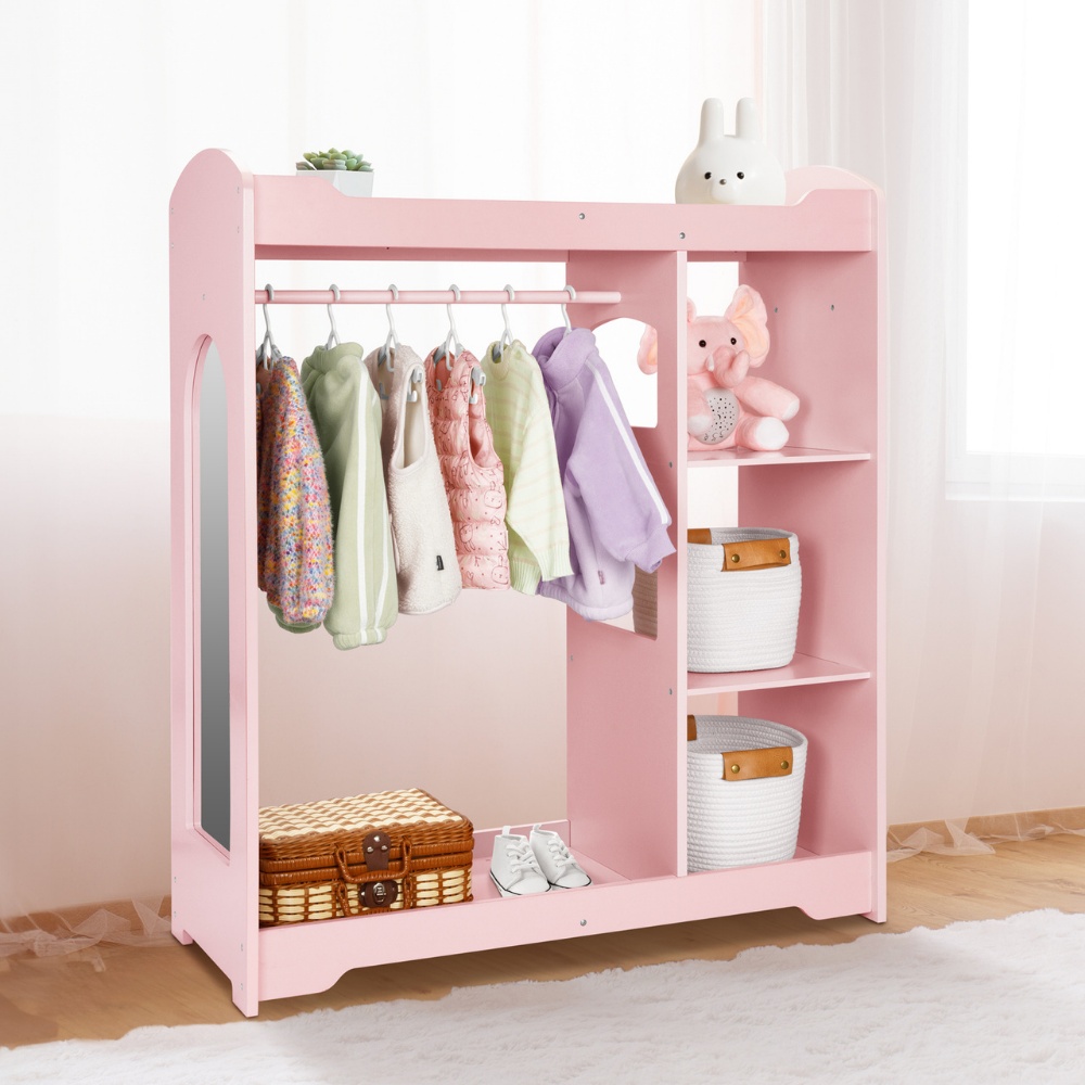 TookyToy - Wooden Kids Wardrobe and Dress Up Storage Unit with Mirror - Image 6